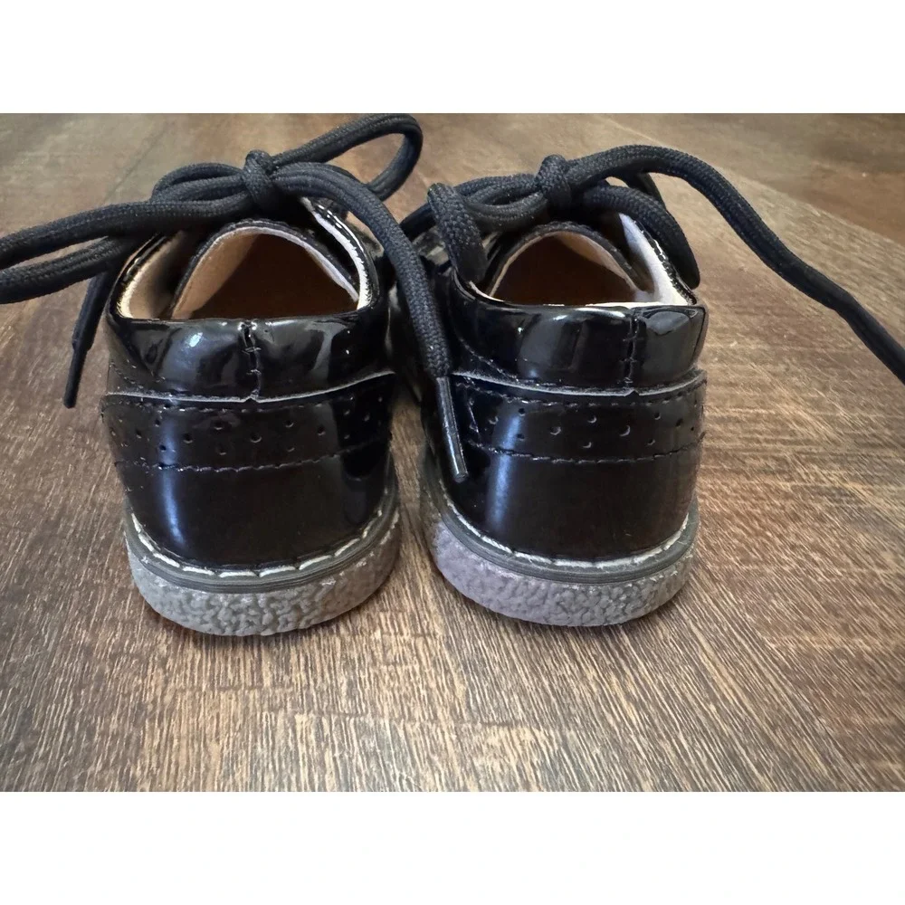 Meckior Toddler Black Patent Oxford Brogue Dress Shoes EU 22 US 5.5/6